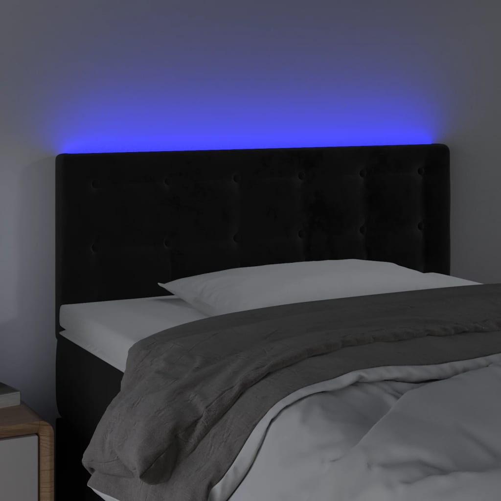 vidaXL Sänggavel LED svart 90x5x78/88 cm sammet