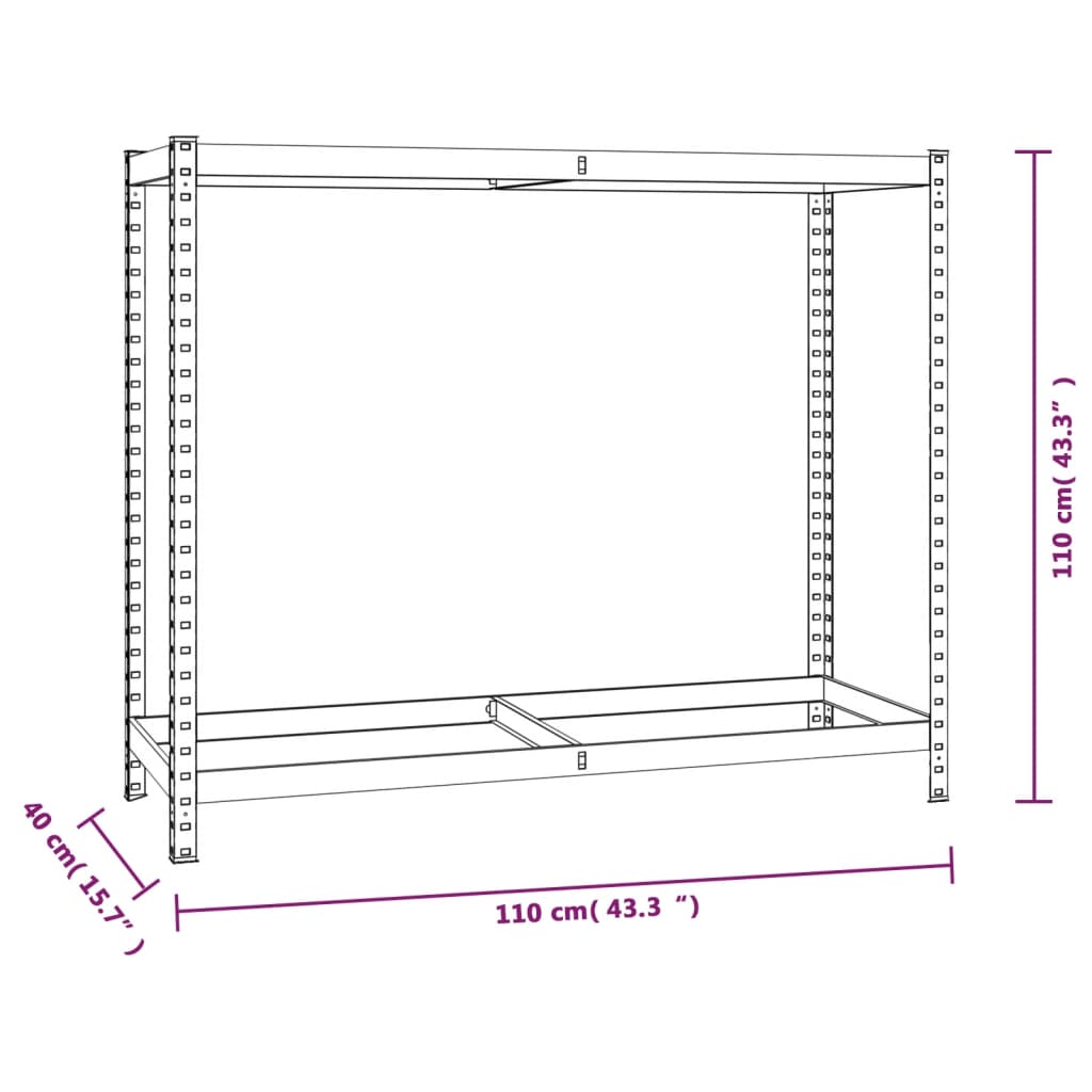 vidaXL Däckställ 2 hyllplan silver 4 st 110x40x110 cm stål