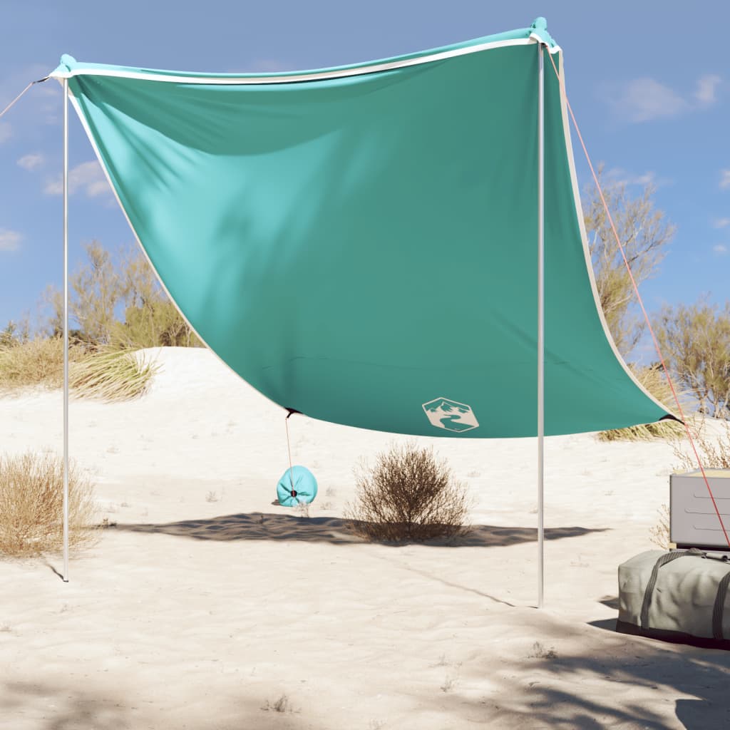 vidaXL Strandskydd med sandpåsar grön 214x236 cm