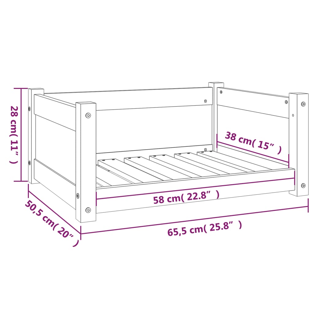 vidaXL Hundbädd honungsbrun 65,5x50,5x28 massiv furu