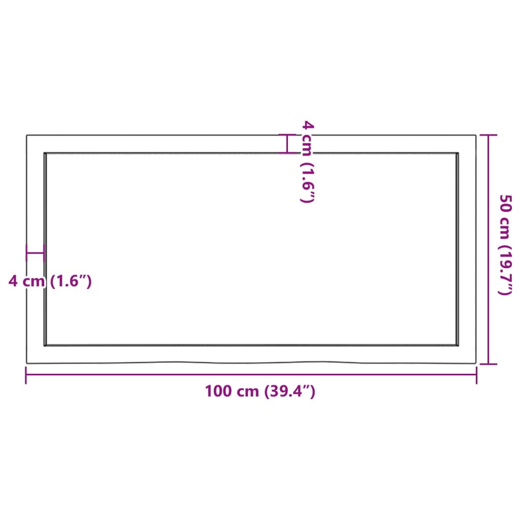 vidaXL Bordsskiva ljusbrun 100x50x(2-6) cm behandlad massiv ek