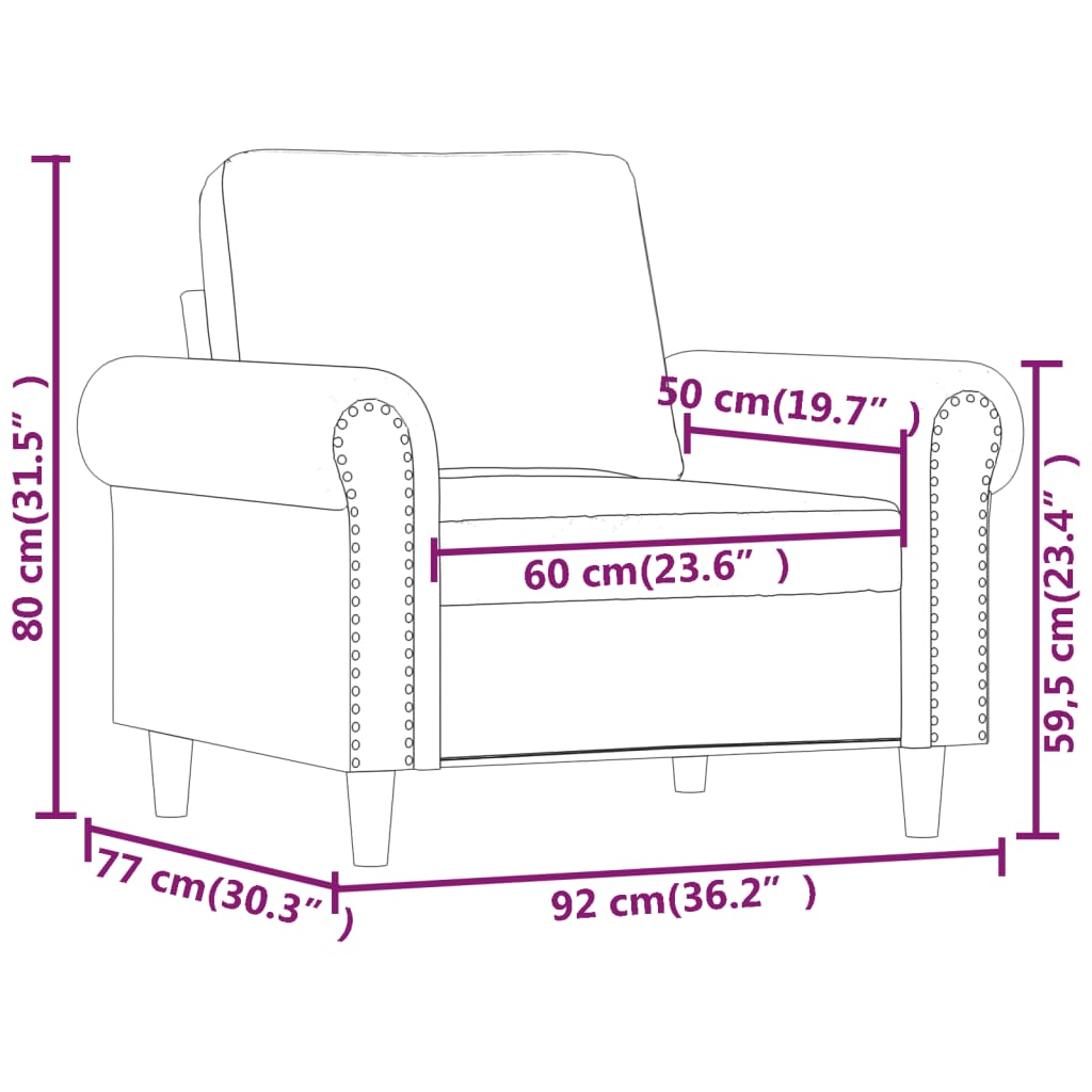 vidaXL Fåtölj svart 60 cm konstläder