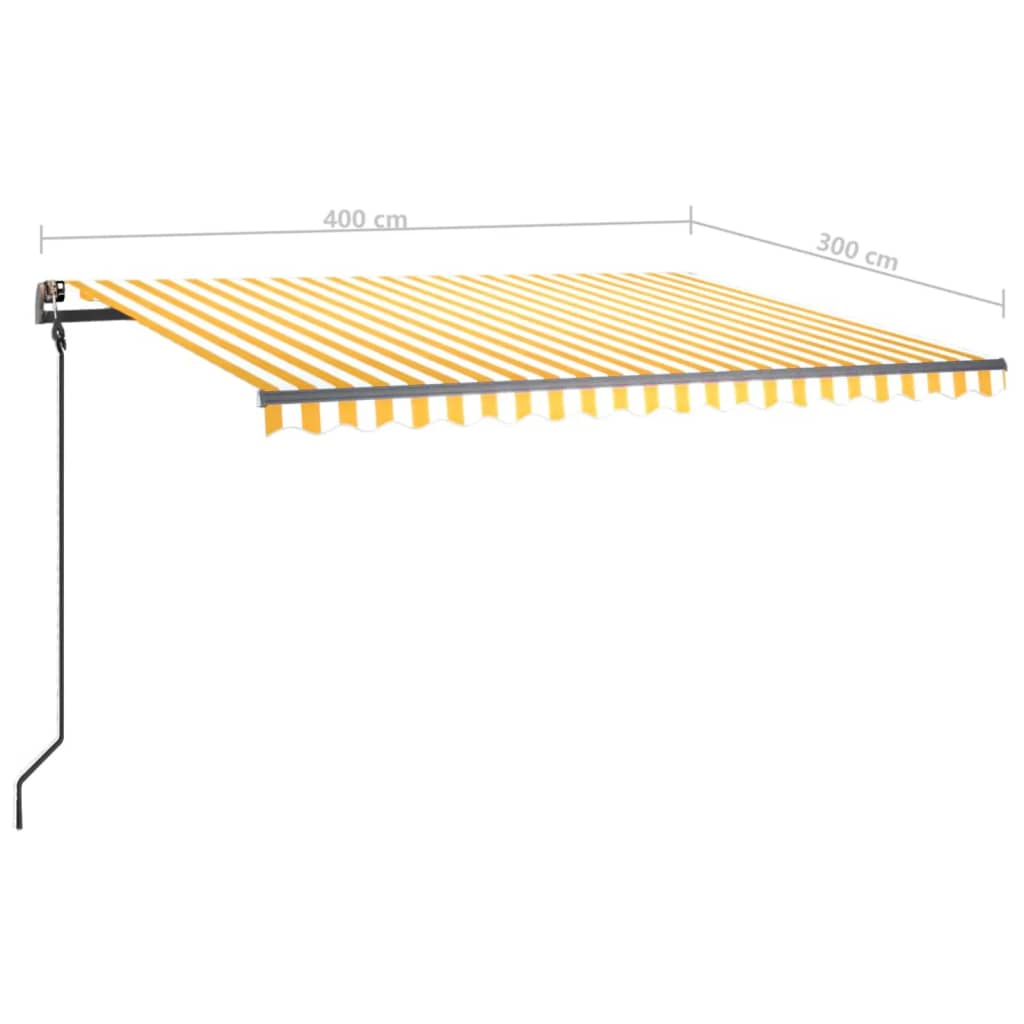 vidaXL Automatisk markis med vindsensor & LED 4x3 m gul och vit