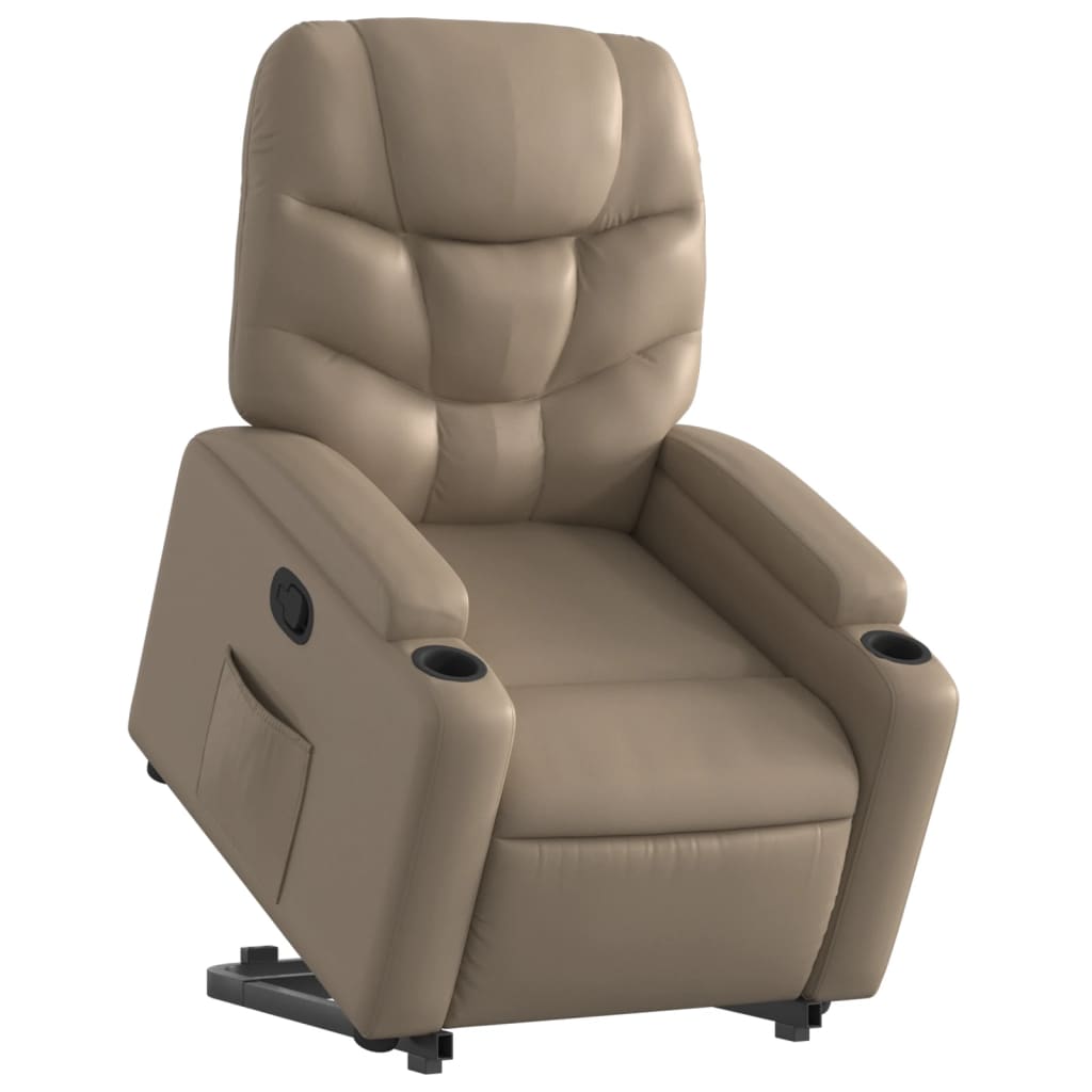 vidaXL Reclinerfåtölj med uppresningshjälp cappuccino konstläder