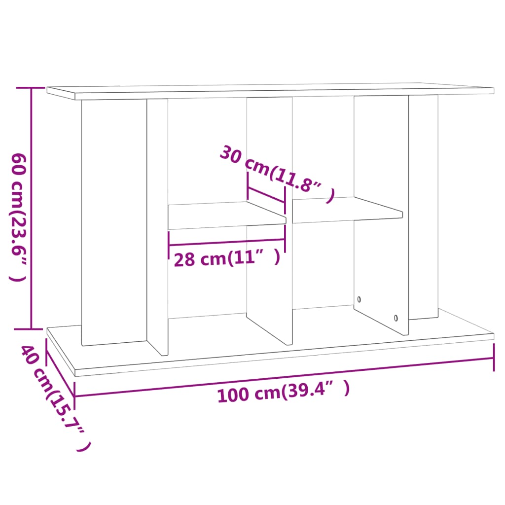 vidaXL Akvariebänk svart 100x40x60 cm konstruerat trä