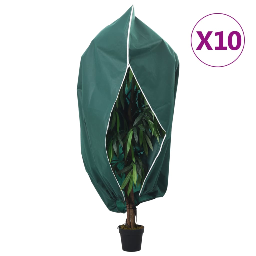 vidaXL Fiberdukar med blixtlås 10 st 70 g/m² 1,2x1,8 m