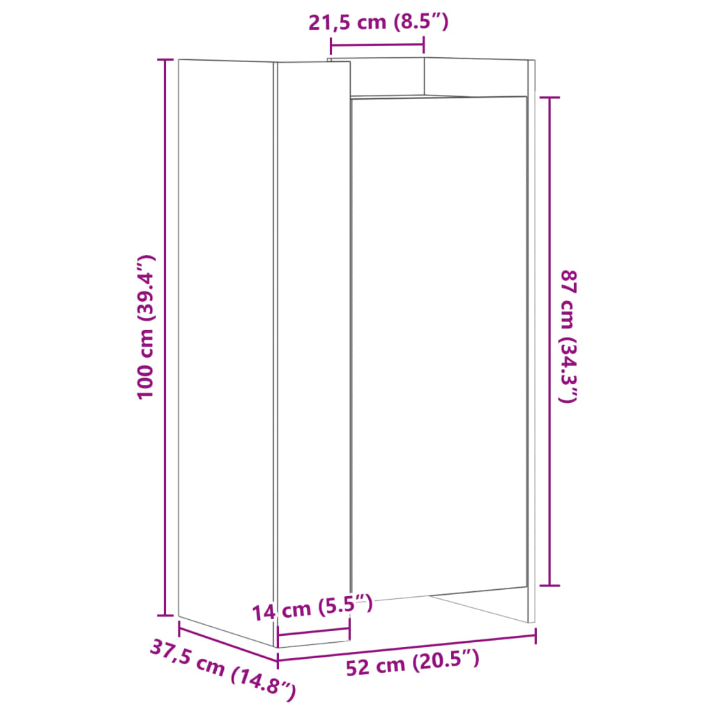 vidaXL Skoskåp sonoma-ek 52x37,5x100 cm konstruerat trä