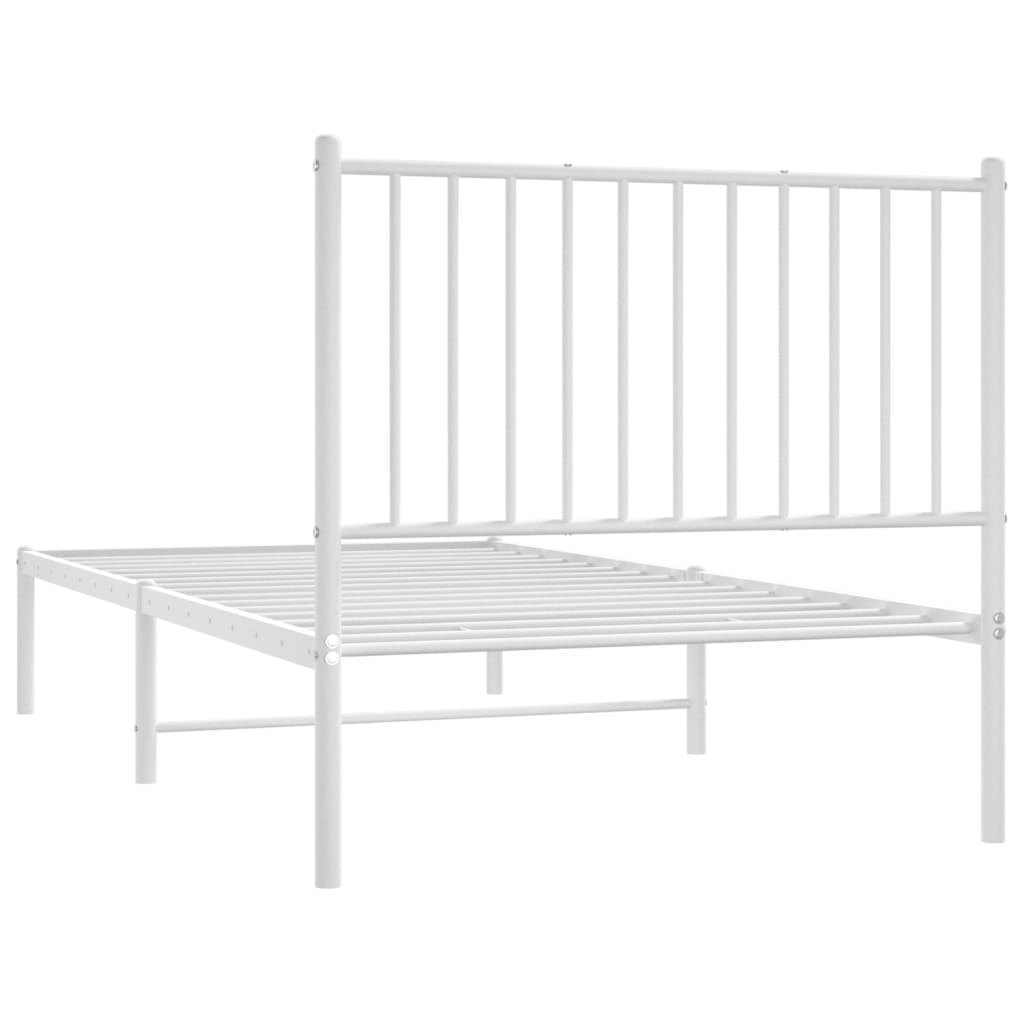 vidaXL Sängram med huvudgavel metall vit 90x190 cm