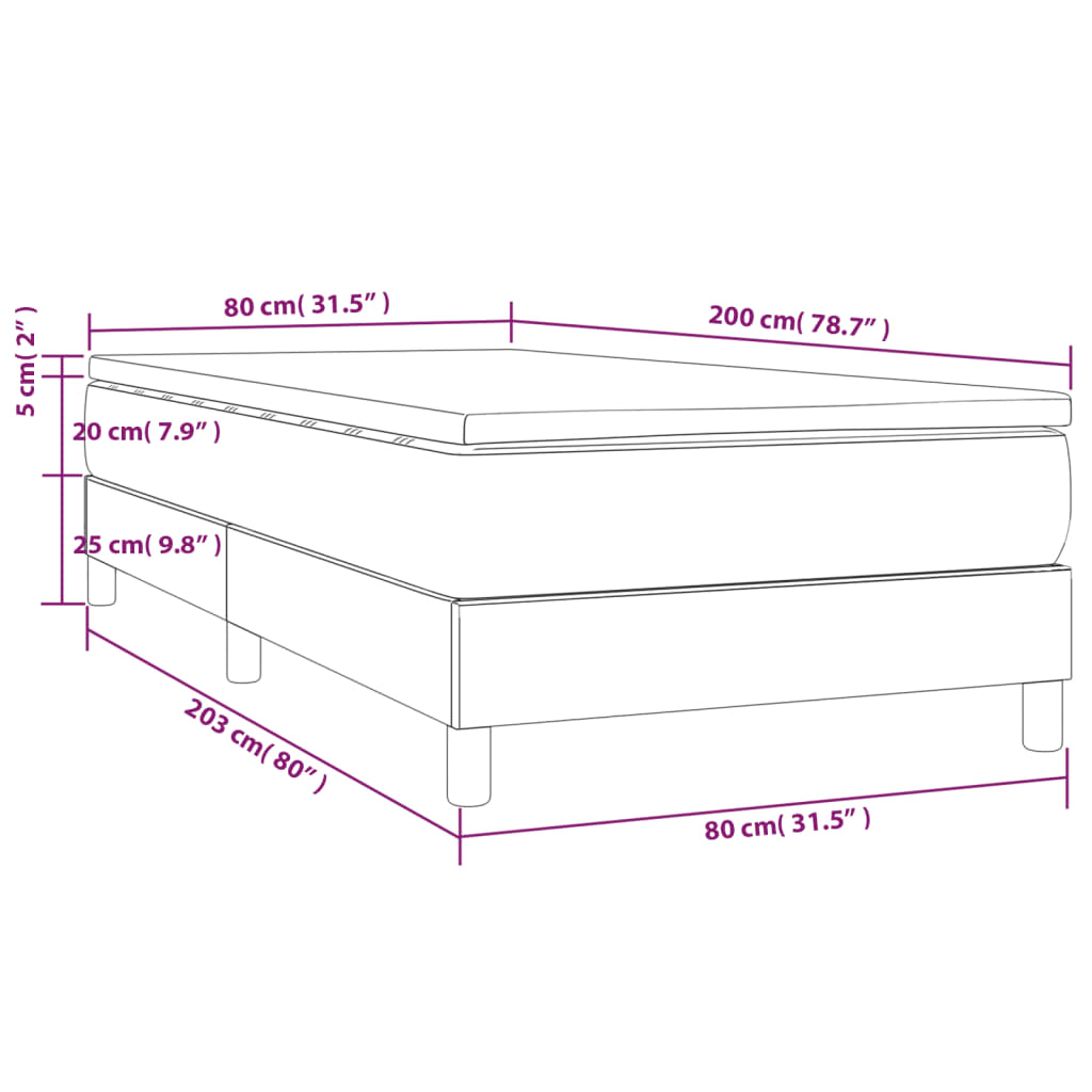 vidaXL Ramsäng med madrass svart 80x200 cm konstläder