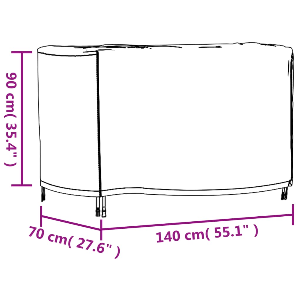 vidaXL Överdrag till trädgårdsmöbler svart 140x70x90 cm vattentät 420D