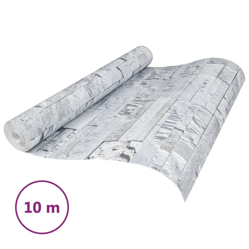 vidaXL Tapet 3D stenlook ljusgrå 10x0,53 m non-woven tyg