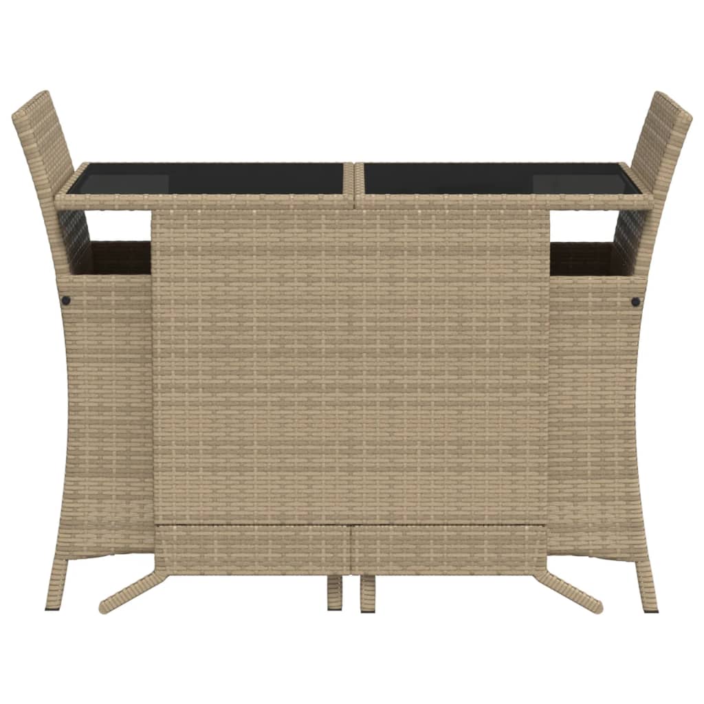 vidaXL Bistrogrupp med dynor 3 delar beige konstrotting