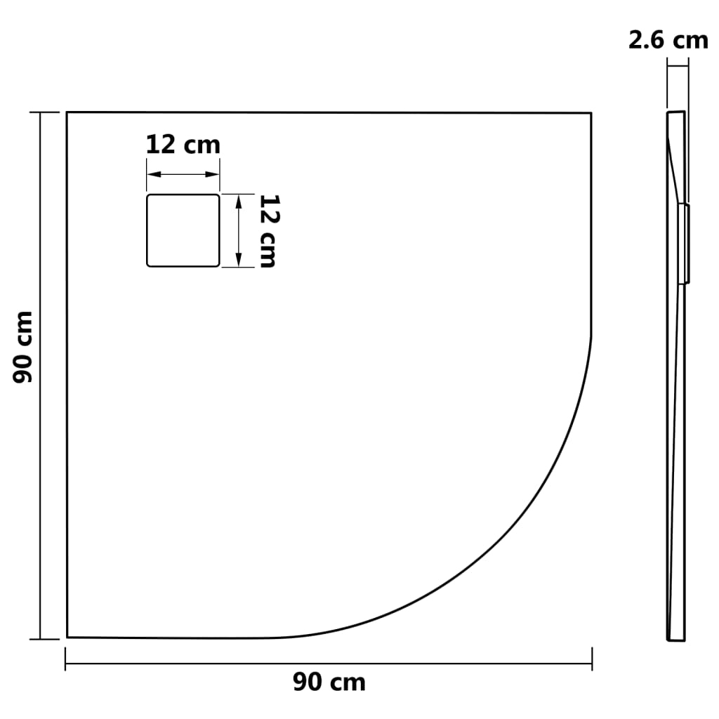 vidaXL Duschkar SMC brun 90x90 cm