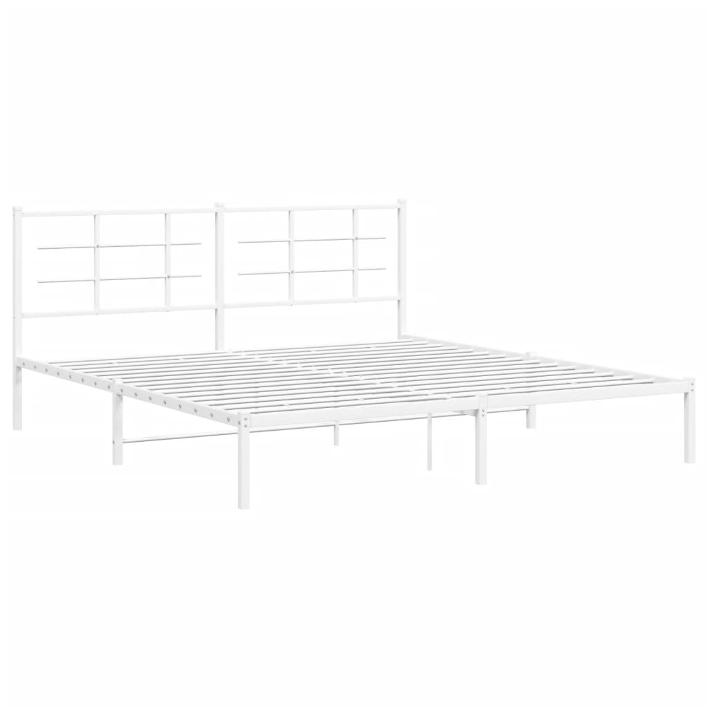 vidaXL Sängram med huvudgavel metall vit 183x213 cm