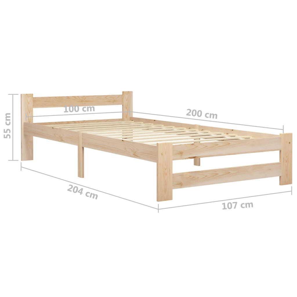 vidaXL Sängram massiv furu 100x200 cm