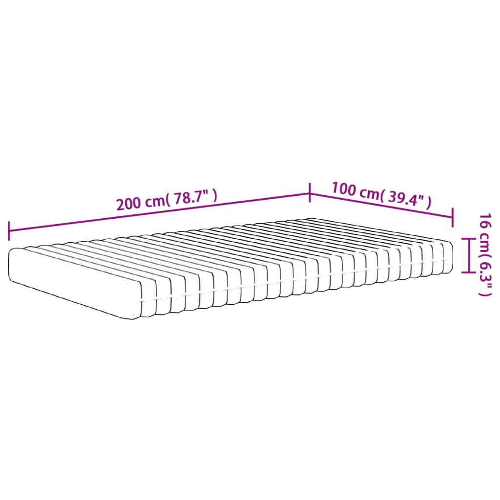 vidaXL Skummadrass medium mjuk 100x200 cm