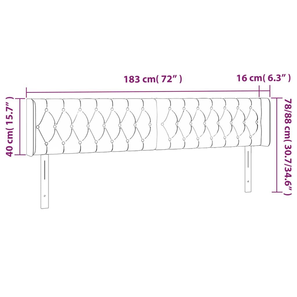 vidaXL Sänggavel LED blå 183x16x78/88 cm tyg