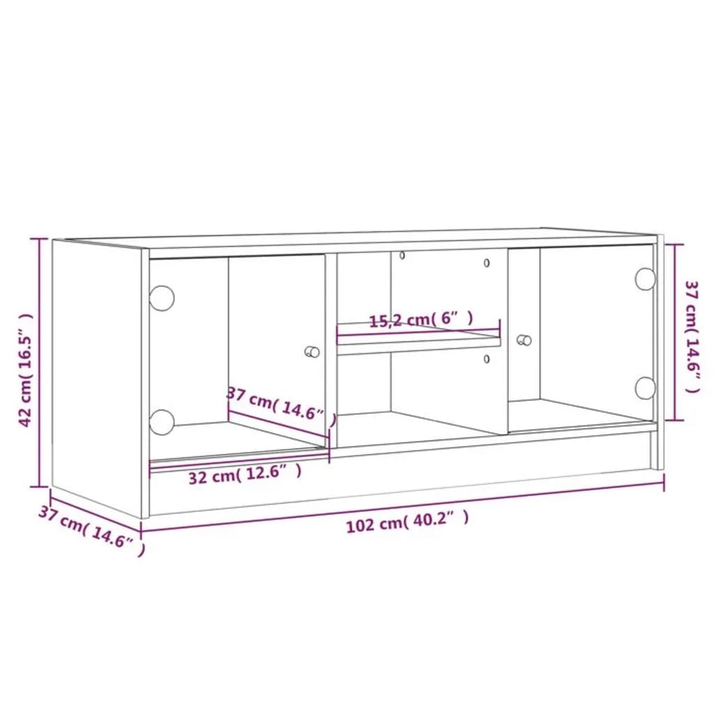 vidaXL Tv-bänk med glasdörrar vit 102x37x42 cm