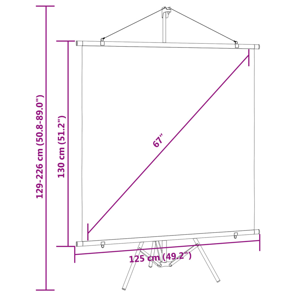 vidaXL Projektorduk med stativ 67" 1:1