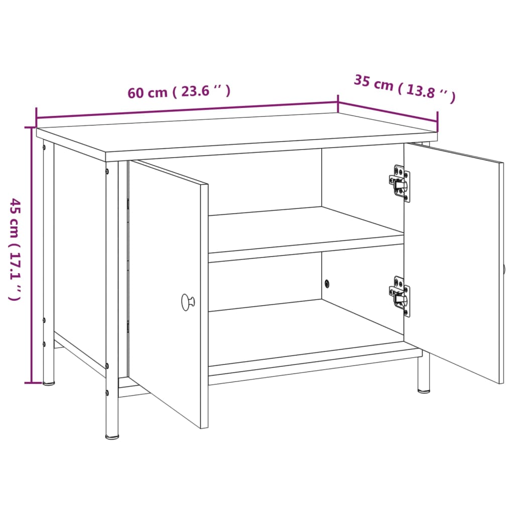 vidaXL Tv-bänk med dörrar rökfärgad ek 60x35x45 cm konstruerat trä