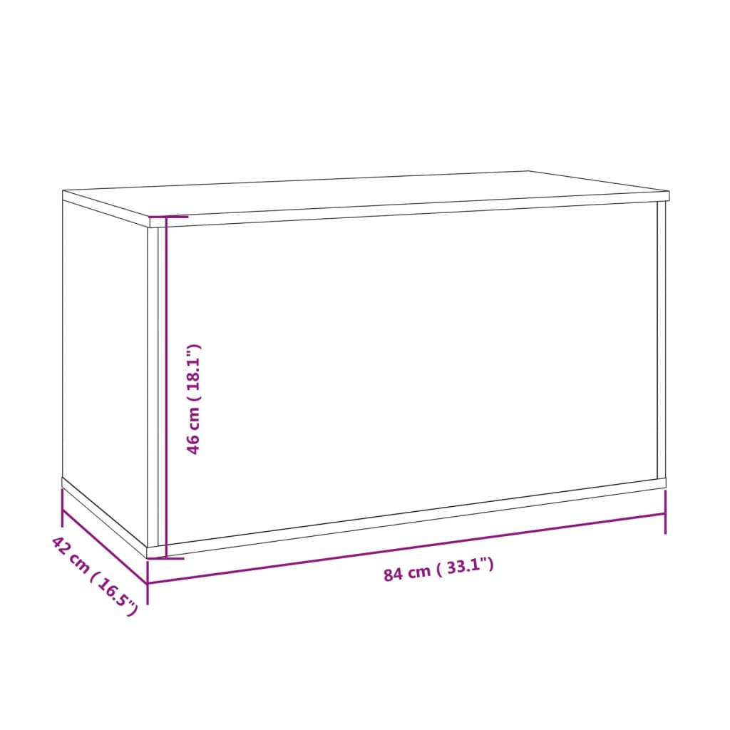 vidaXL Förvaringskista brun ek 84x42x46 cm konstruerat trä