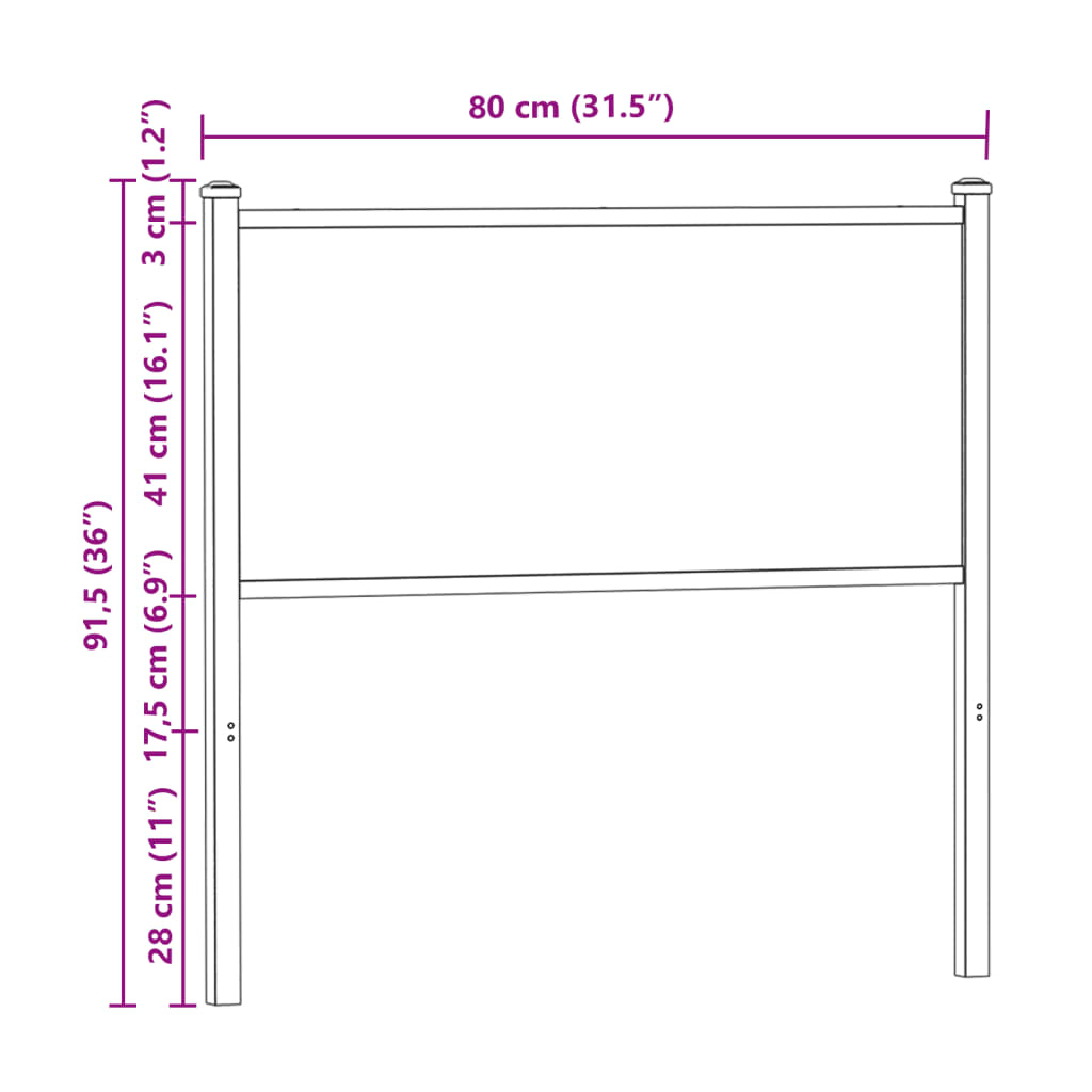 vidaXL Sänggavel sonoma 75 cm konstruerat trä och stål