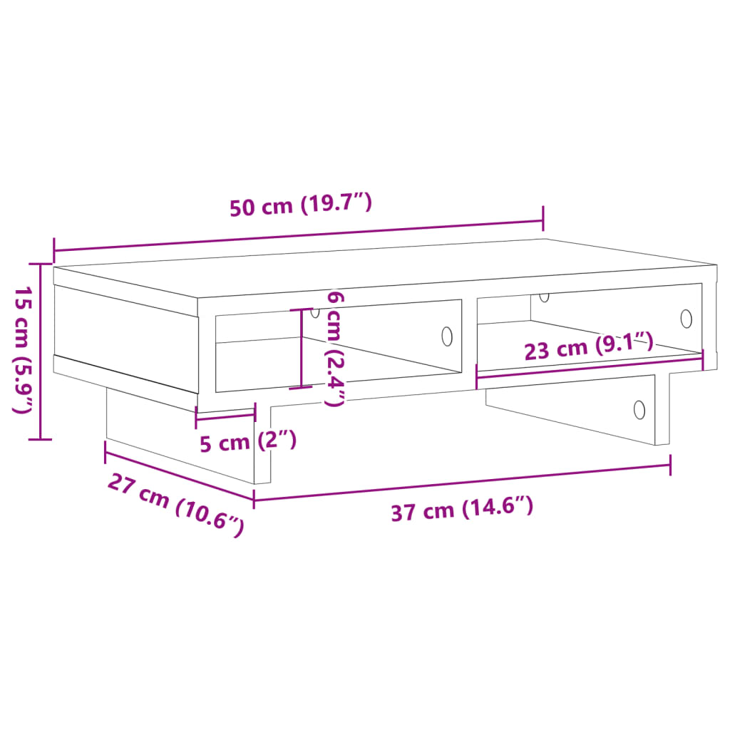 vidaXL Skärmställ åldrat trä 50x27x15 cm konstruerat trä