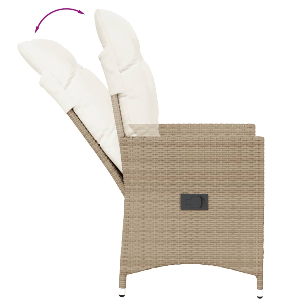 vidaXL Bistrogrupp med dynor 3 delar beige konstrotting