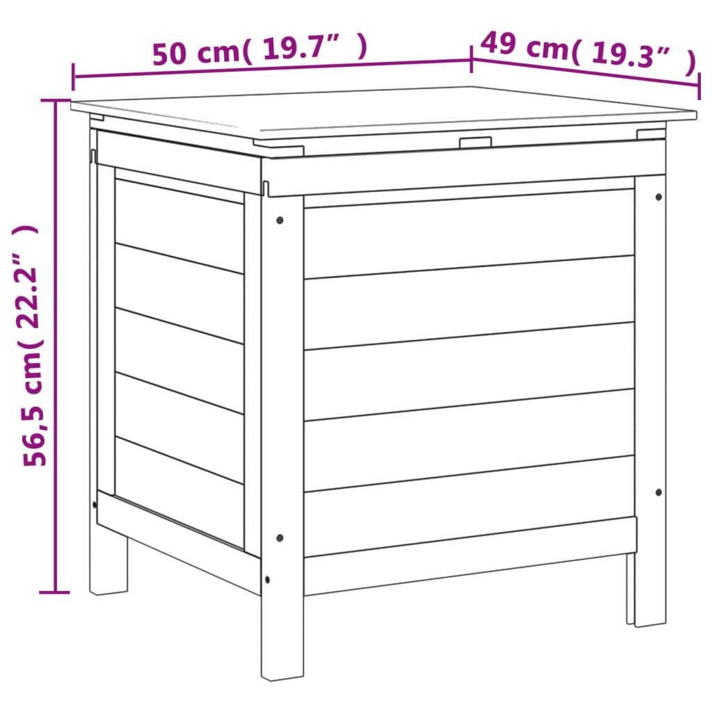 vidaXL Dynbox vit 50x49x56,5 cm massivt granträ