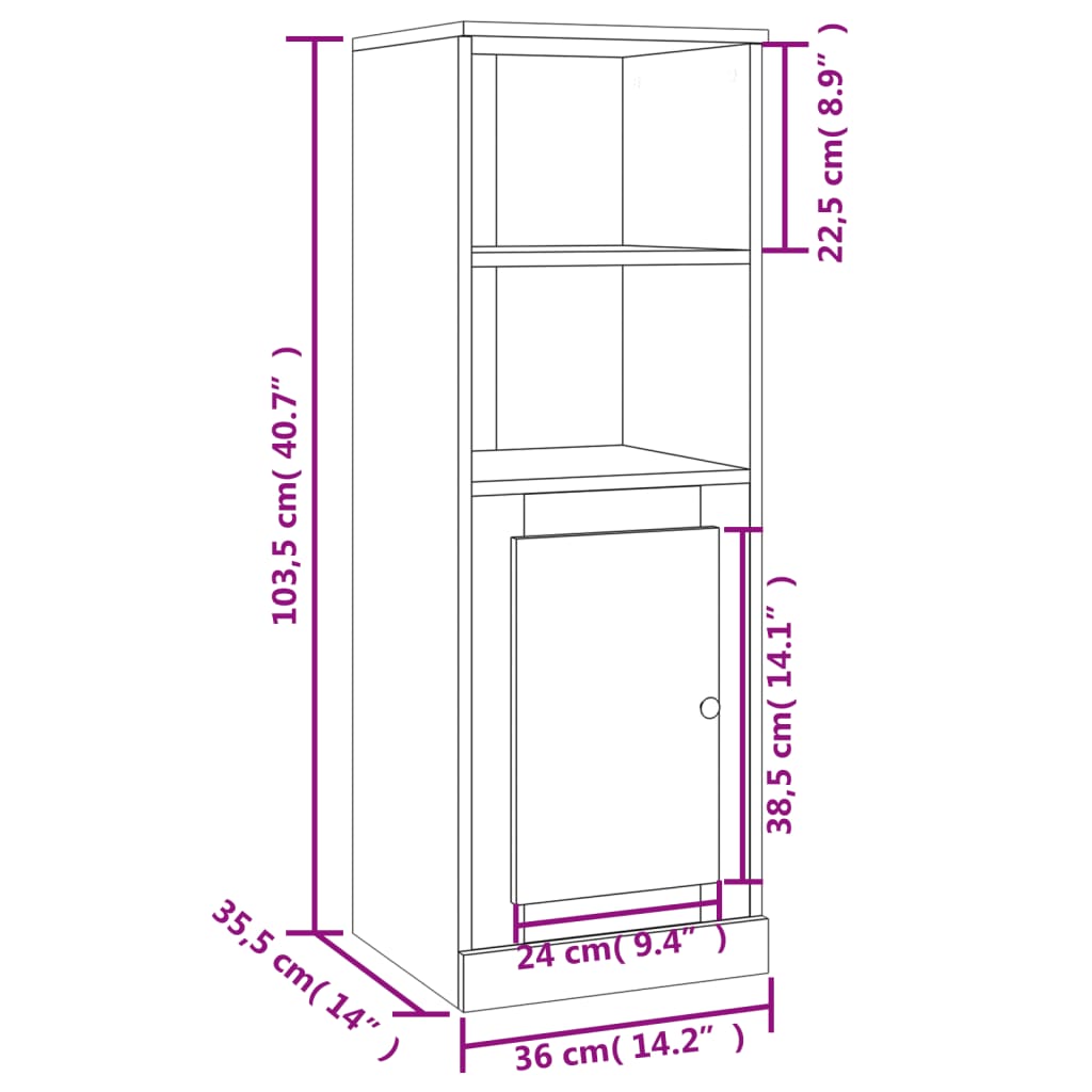 vidaXL Skåp svart 36x35,5x103,5 cm konstruerat trä