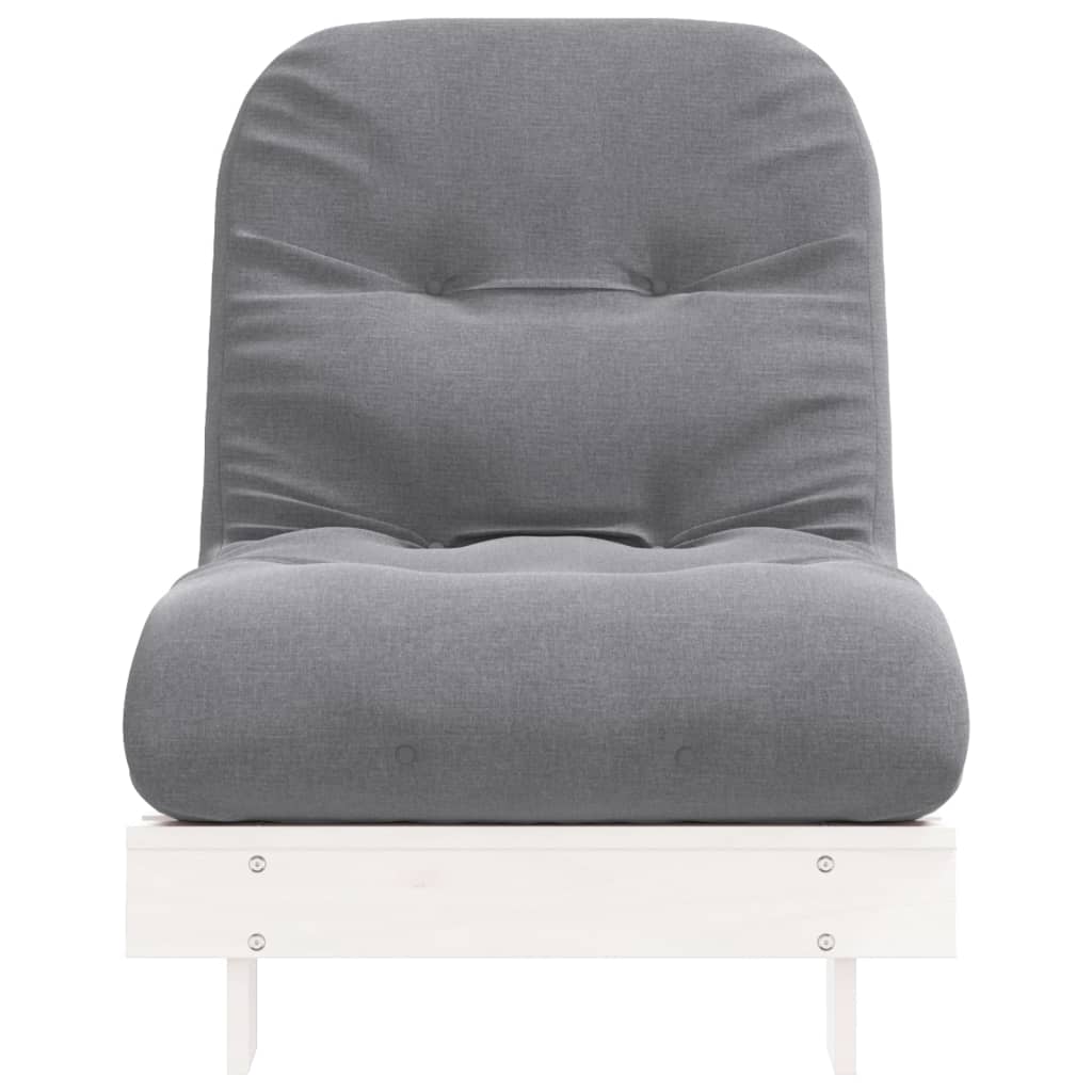 vidaXL Futonbäddsoffa med madrass vit 70x206x11 cm massiv furu