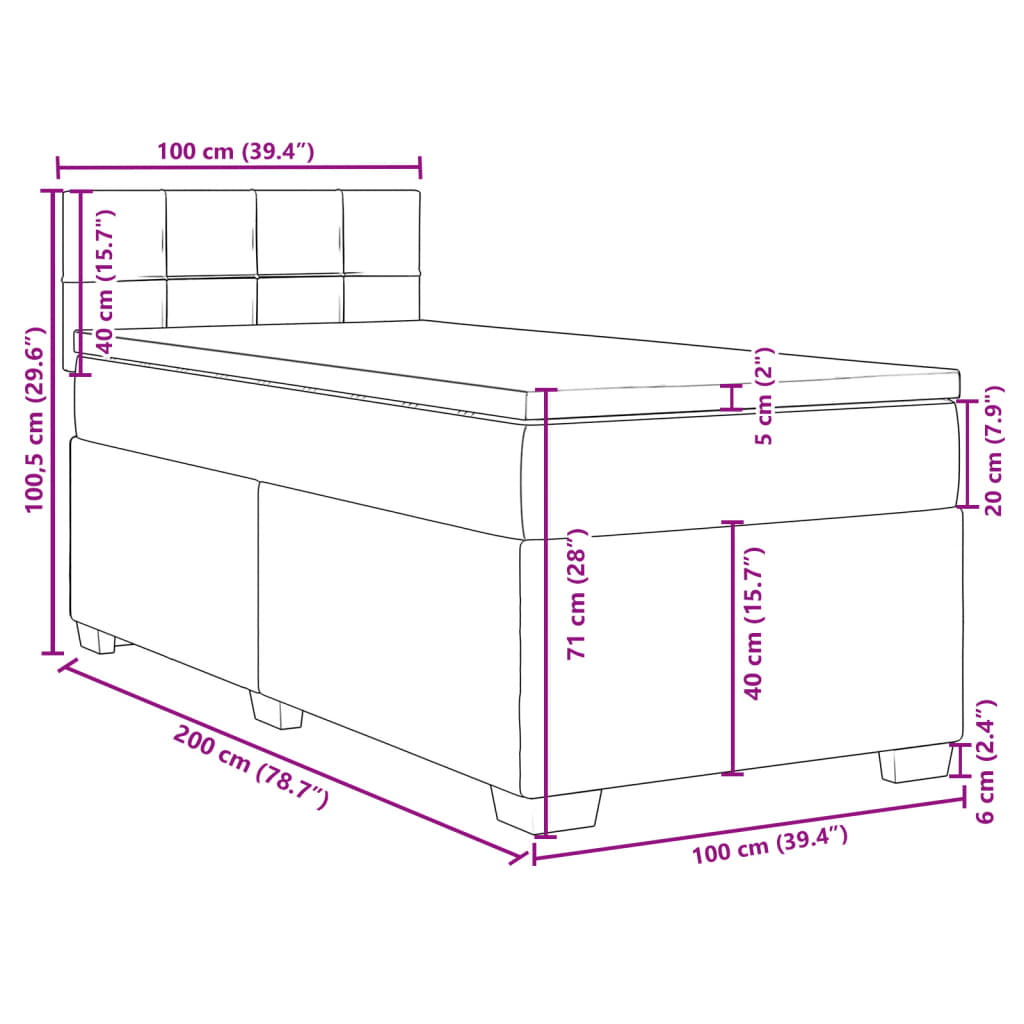 vidaXL Ramsäng med madrass mörkgrön 100x200 cm sammet