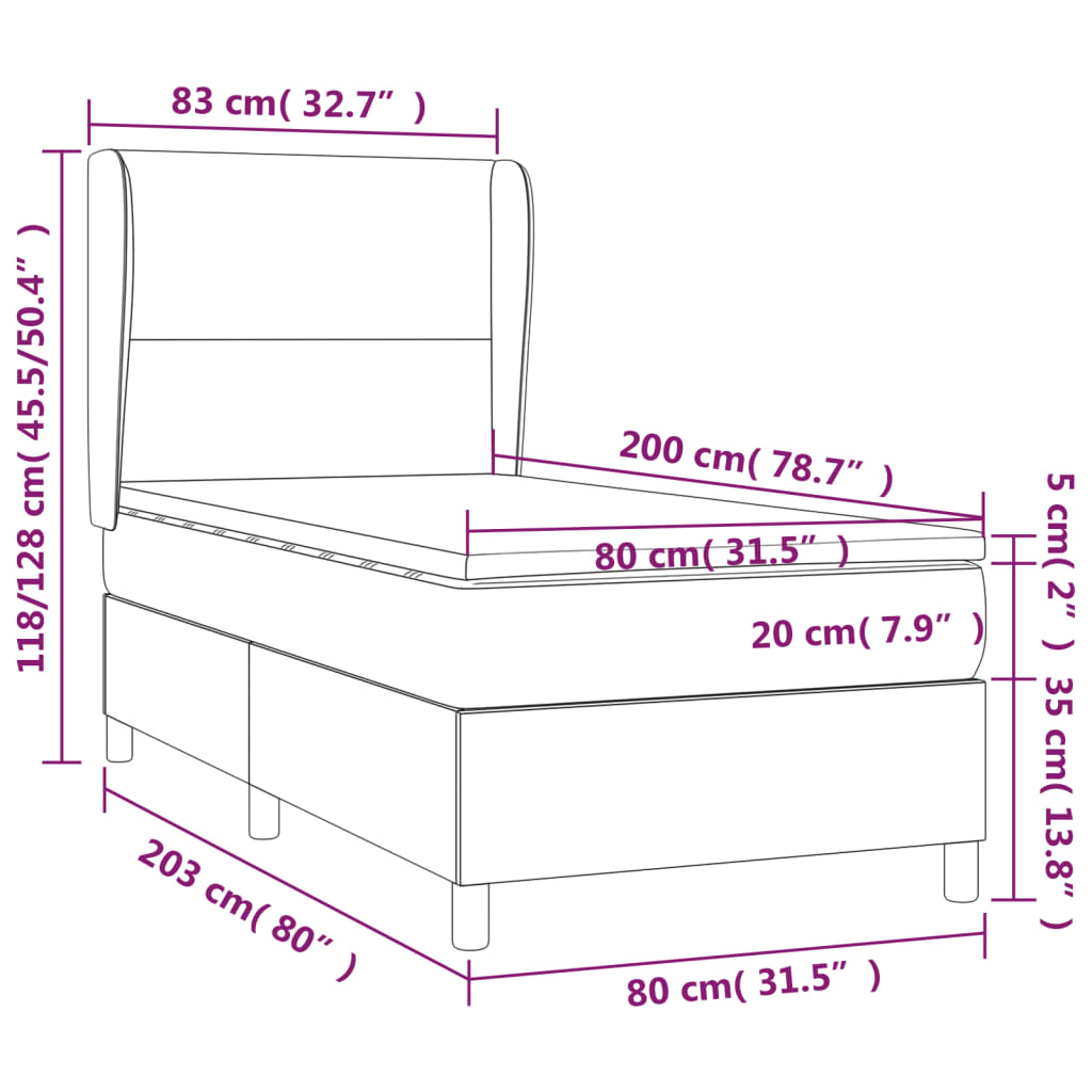 vidaXL Ramsäng med madrass rosa 80x200 cm sammet