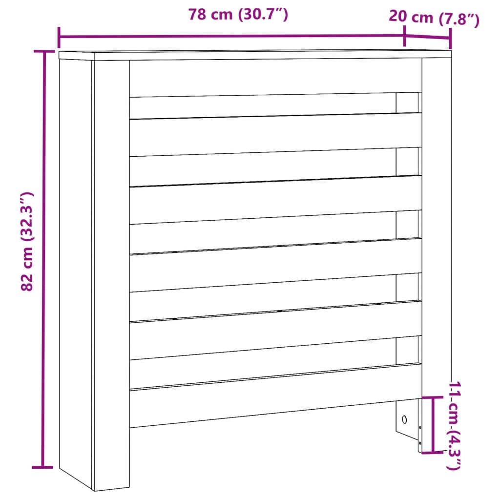 vidaXL Elementskydd artisian ek 78x20x82 cm konstruerat trä