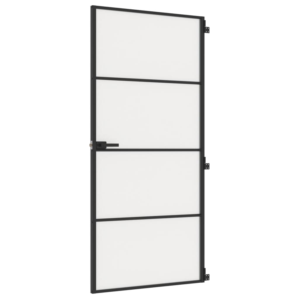 vidaXL Innerdörr svart 93x201,5 cm härdat glas och aluminium slim