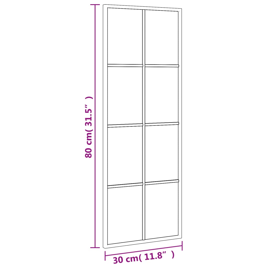 vidaXL Väggspegel svart 30x80 cm rektangulär järn