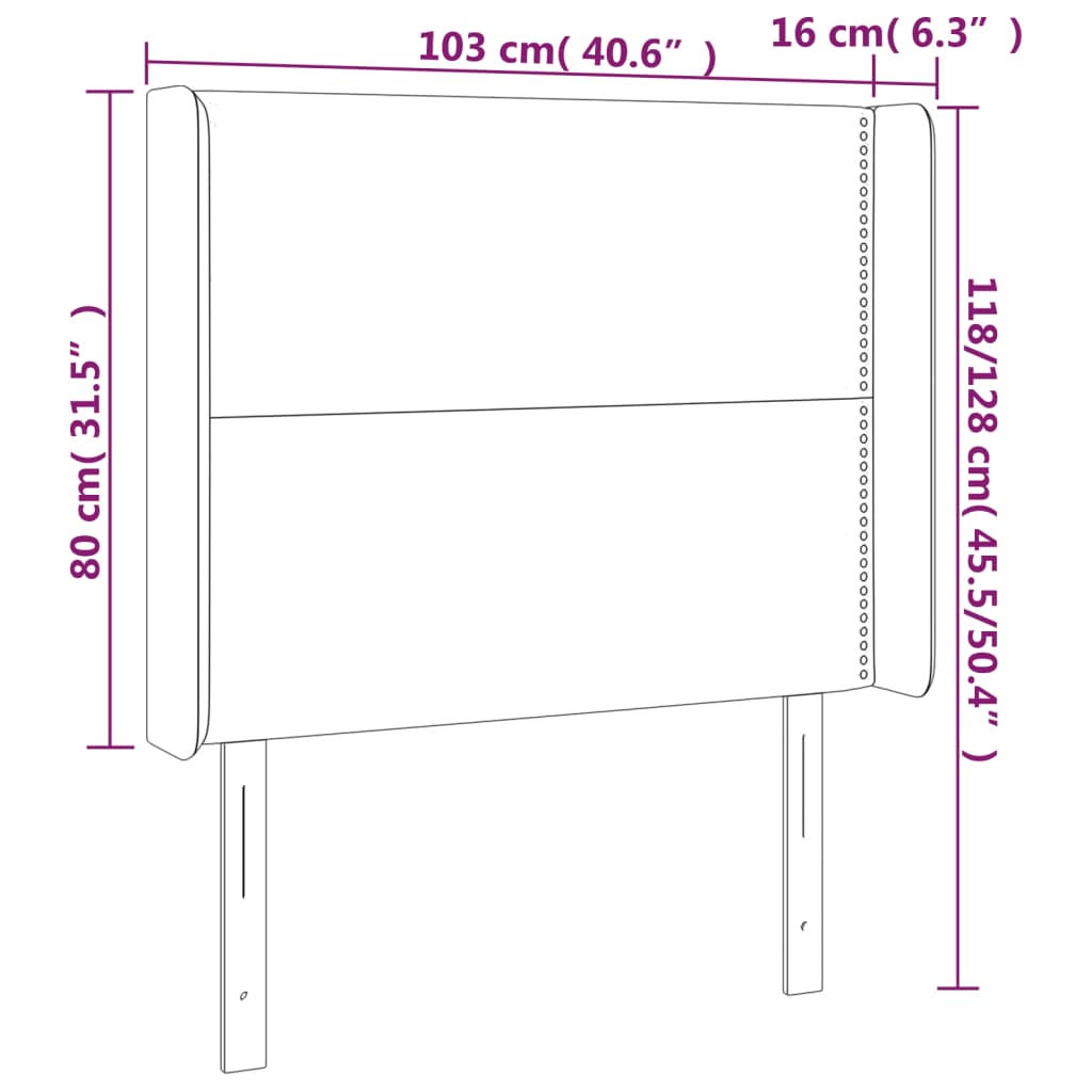 vidaXL Sänggavel LED vit 103x16x118/128 cm konstläder