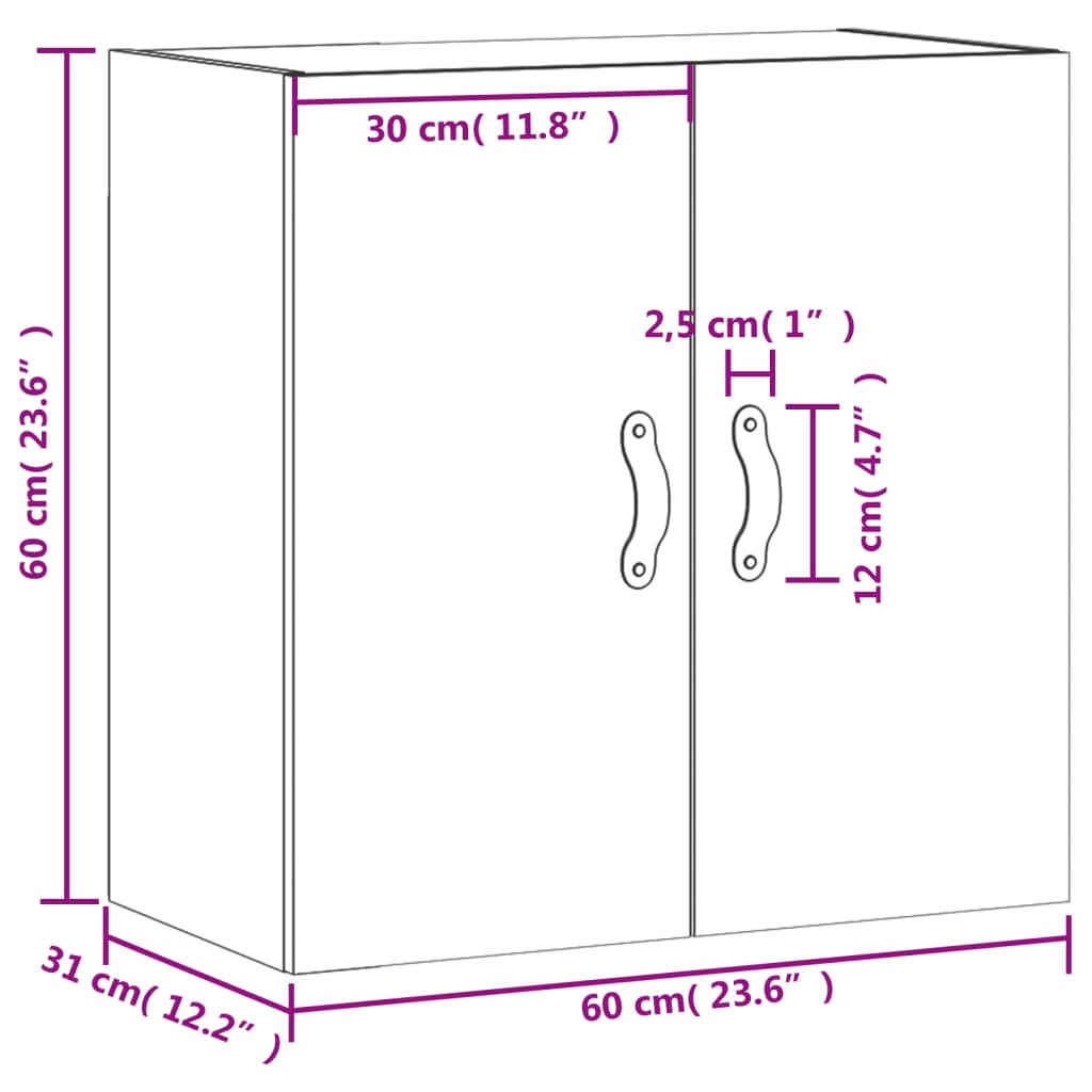 vidaXL Väggskåp vit 60x31x60 cm konstruerat trä