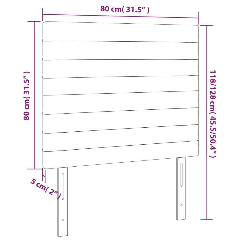 vidaXL Sänggavel LED mörkbrun 80x5x118/128 cm tyg