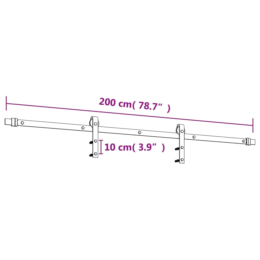 vidaXL Skjutdörr med beslag 85x210 cm massiv furu