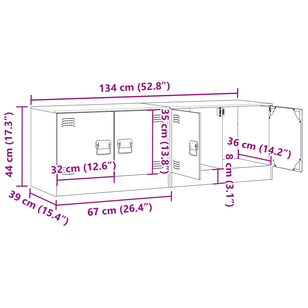 vidaXL TV-skåp 2 st vit 67x39x44 cm stål