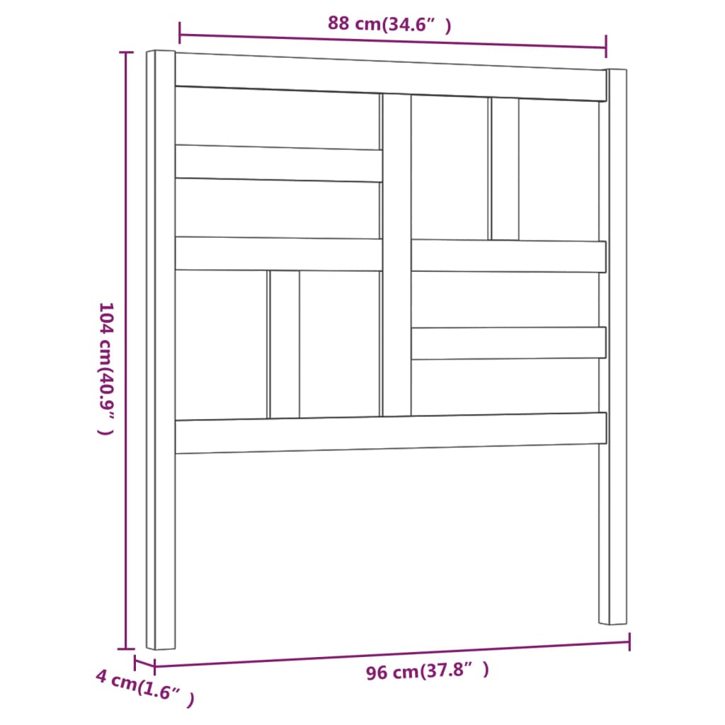 vidaXL Sänggavel vit 96x4x104 cm massiv furu