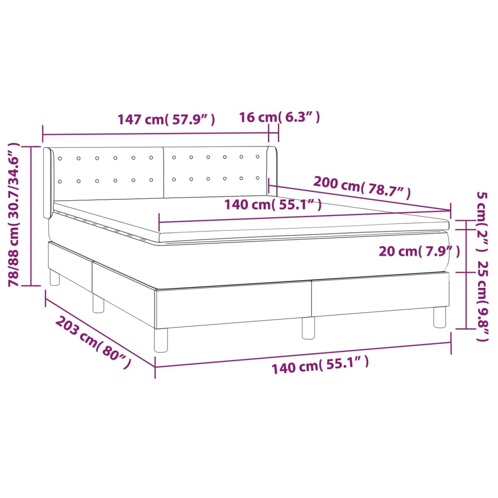 vidaXL Ramsäng med madrass vit 140x200 cm konstläder