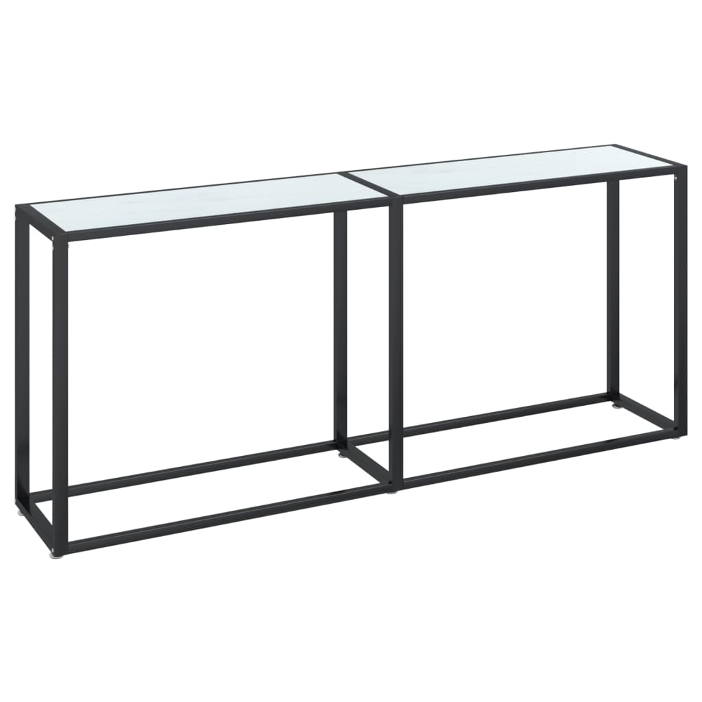 vidaXL Konsolbord vit marmor 180x35x75,5 cm härdat glas