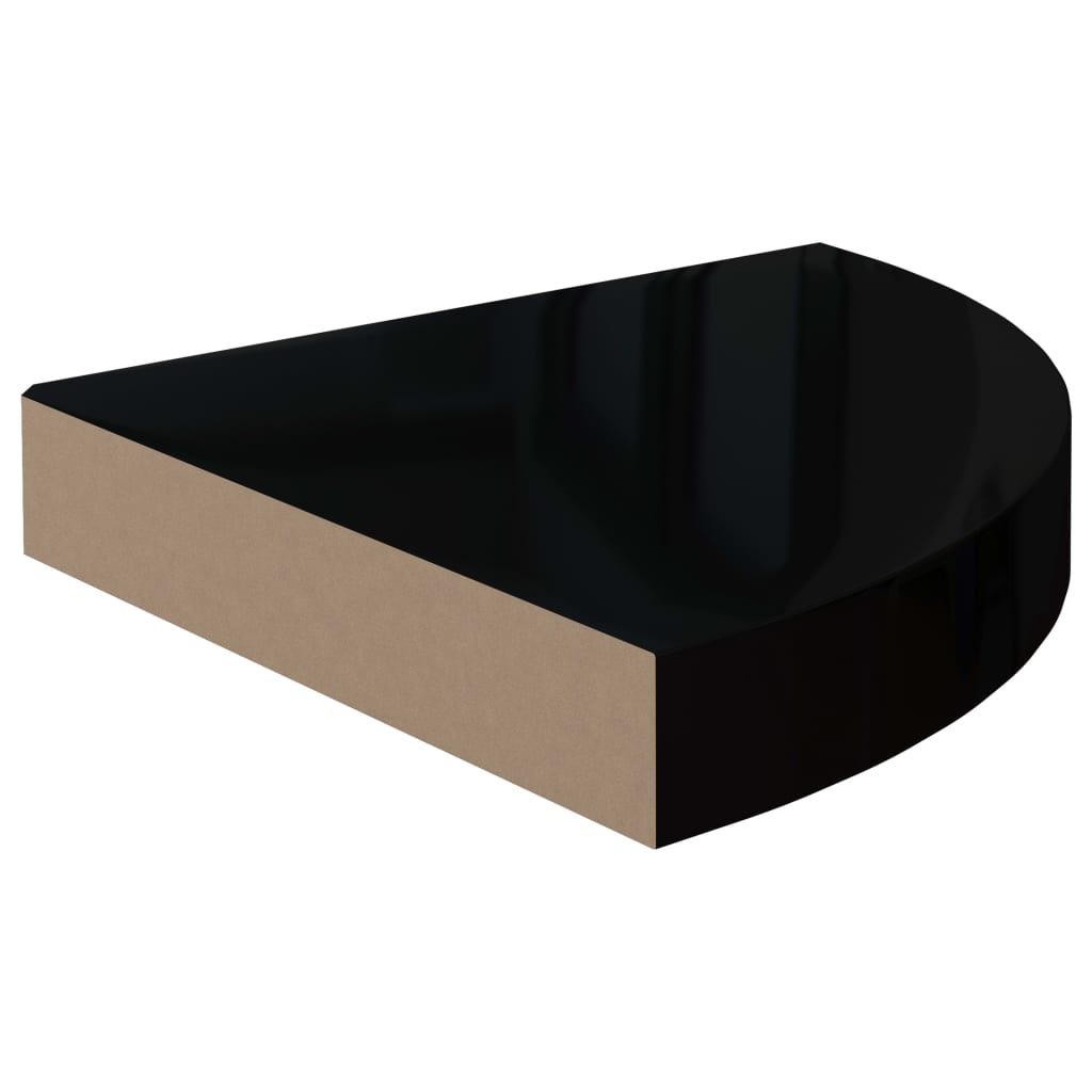 vidaXL Svävande hörnhyllor 4 st svart högglans 25x25x3,8 cm MDF