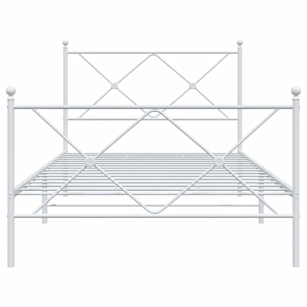 vidaXL Sängram med huvudgavel och fotgavel vit metall 100x200 cm