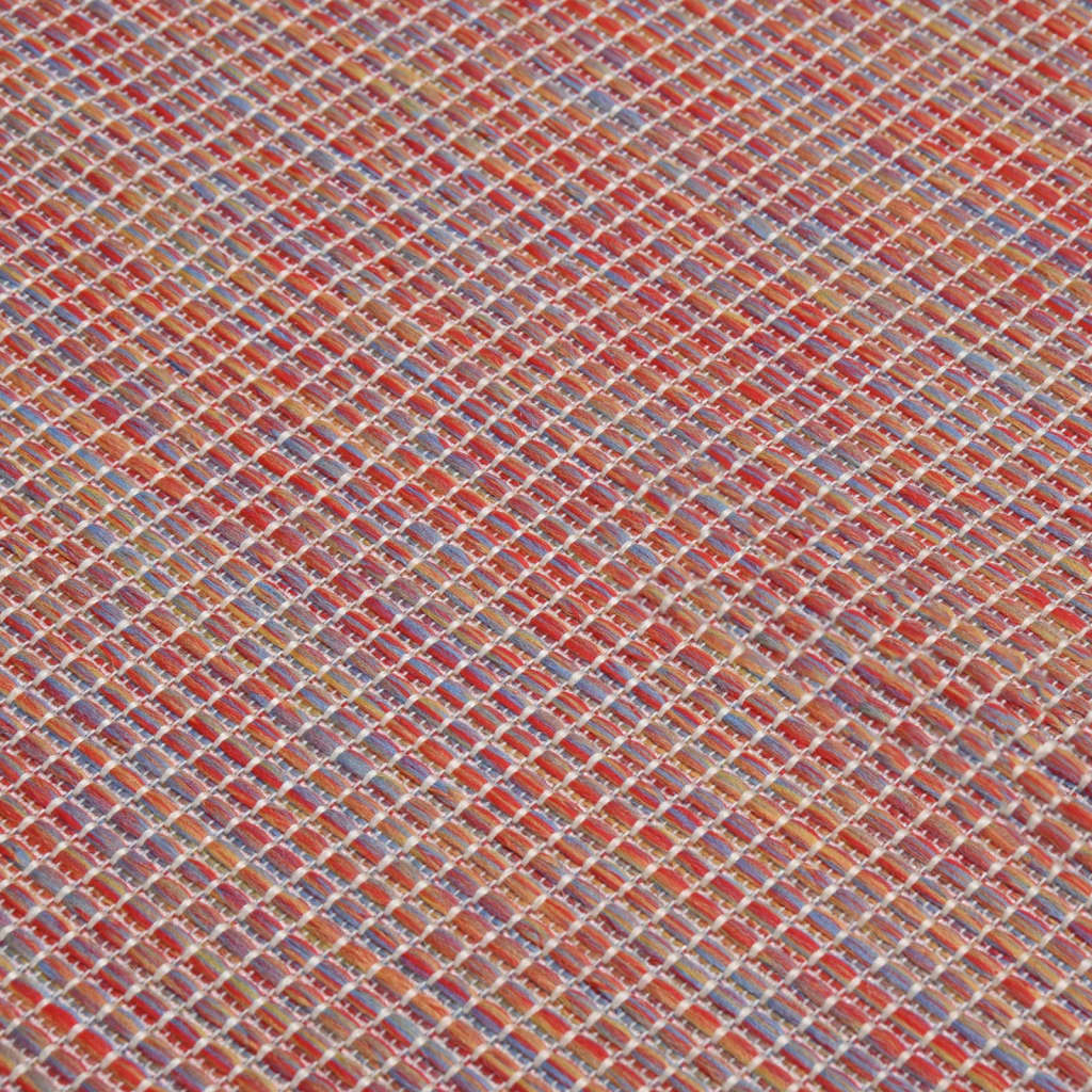 vidaXL Utomhusmatta plattvävd 140x200 cm röd