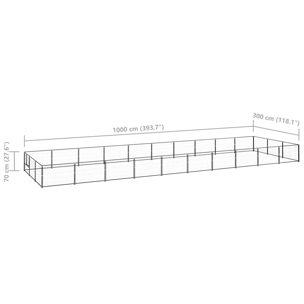 vidaXL Hundgård svart 30 m² stål