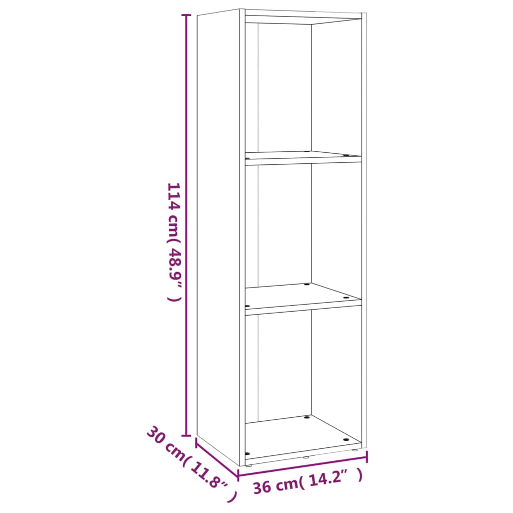 vidaXL Bokhylla/tv-bänk brun ek 36x30x114 cm konstruerat trä