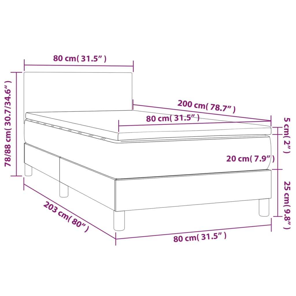 vidaXL Ramsäng med bäddmadrass cappuccino 80x200 cm konstläder